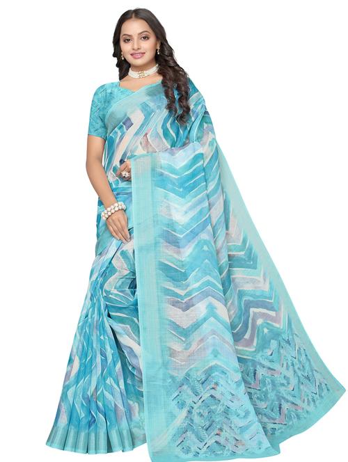 chevron printed saree with blouse - 17440686 - Standard Image - 1