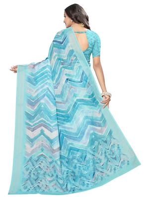 chevron printed saree with blouse - 17440686 - Standard Image - 2