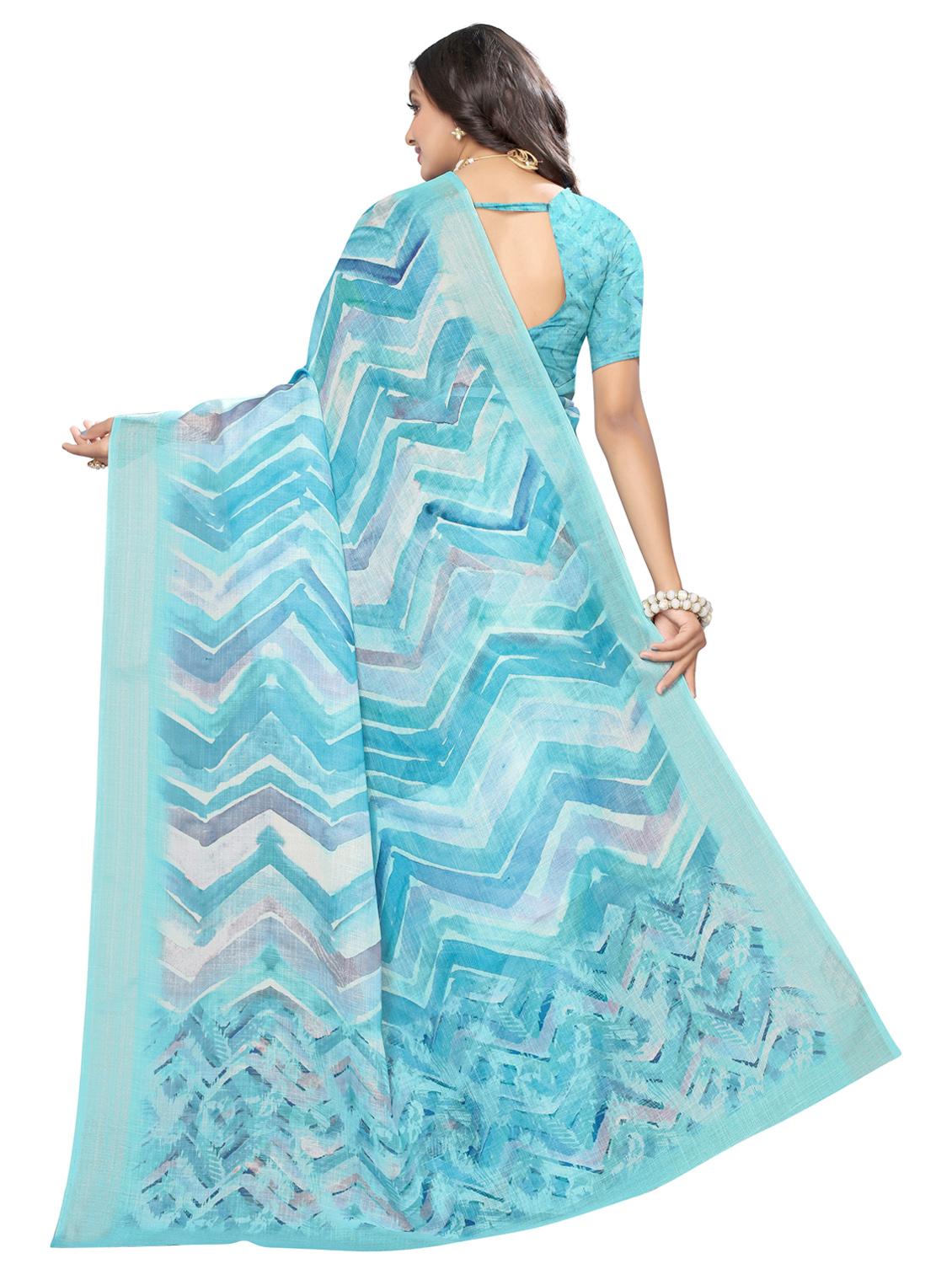 chevron printed saree with blouse - 17440686 - Zoom Image - 2