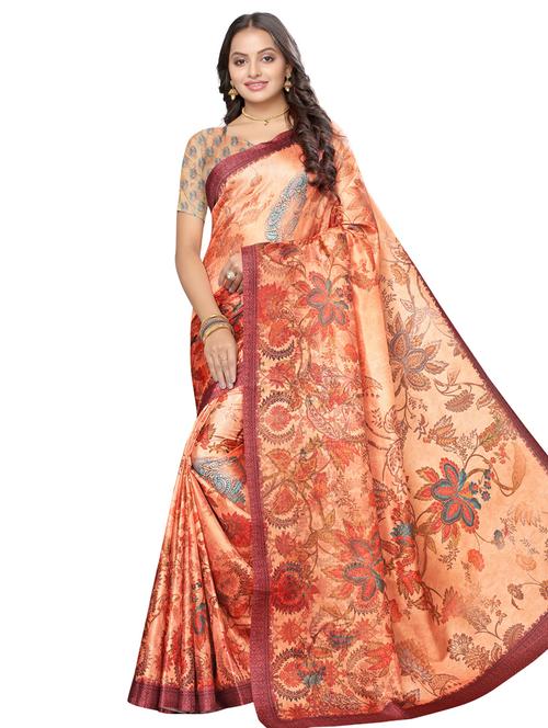 floral printed saree with blouse - 17440693 - Standard Image - 1