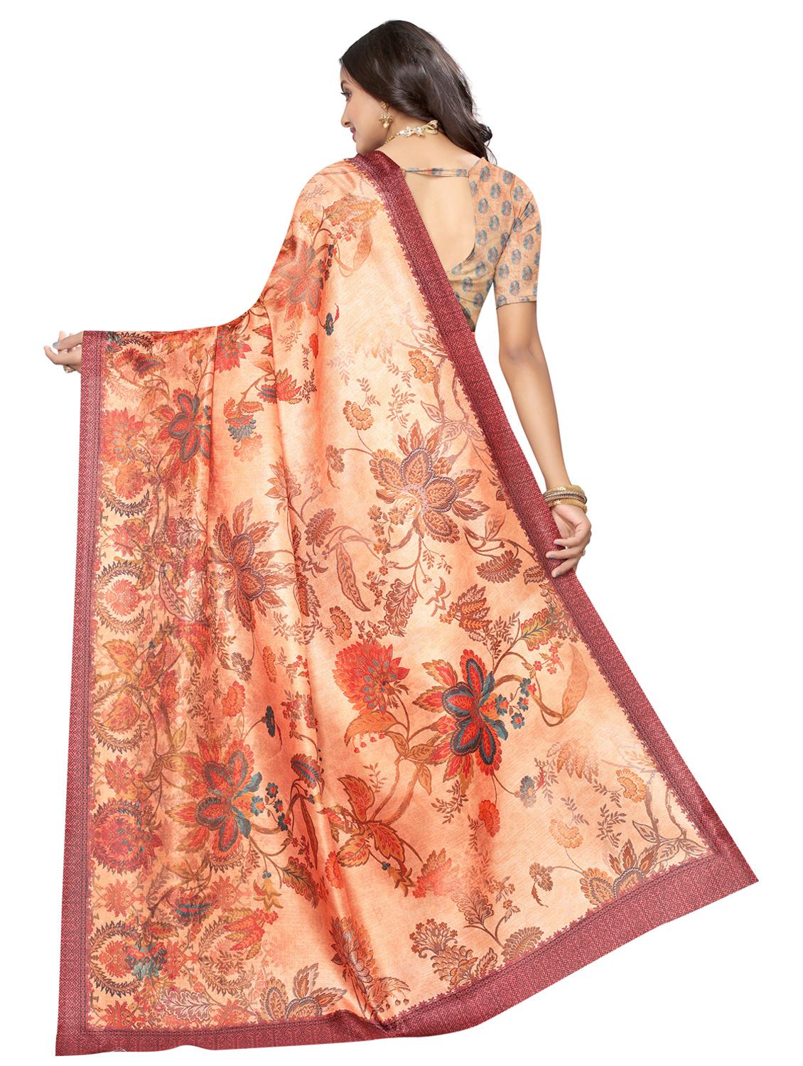 floral printed saree with blouse - 17440693 - Zoom Image - 2