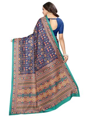 ikat printed saree with blouse - 17440699 - Standard Image - 2