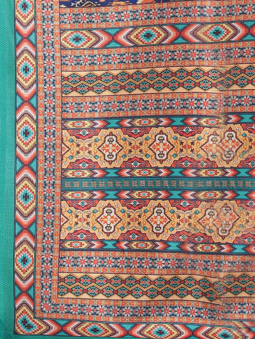 ikat printed saree with blouse - 17440699 - Zoom Image - 4