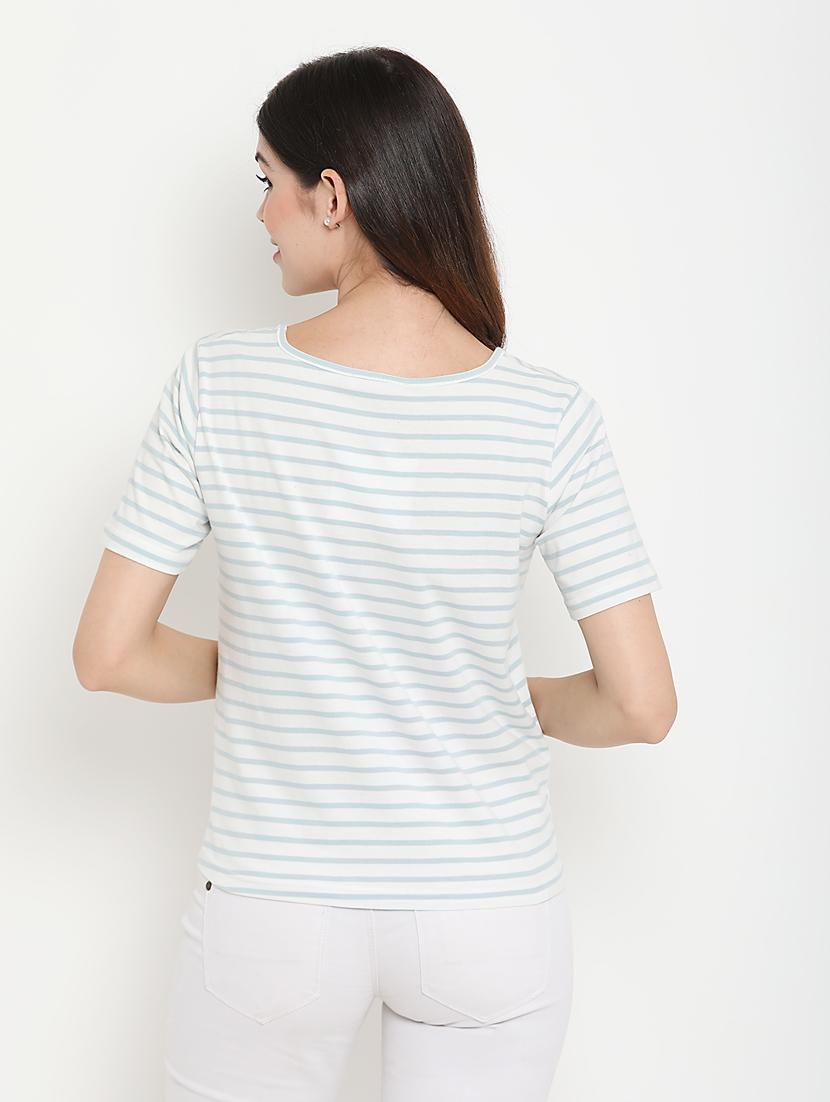 tie front striped top - 17441288 - Zoom Image - 3