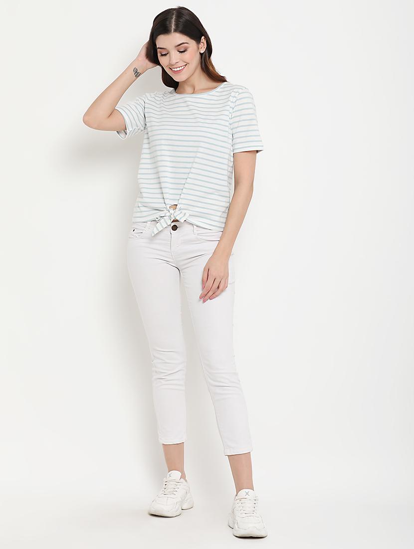 tie front striped top - 17441288 - Zoom Image - 4