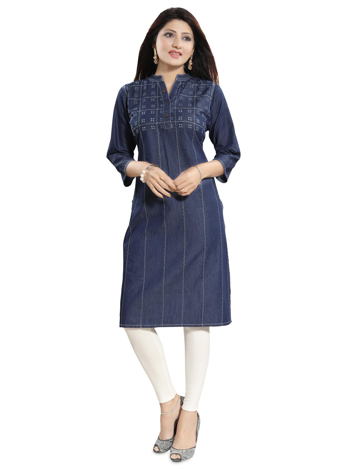 embroidered straight kurta - 17441338 - Zoom Image - 1