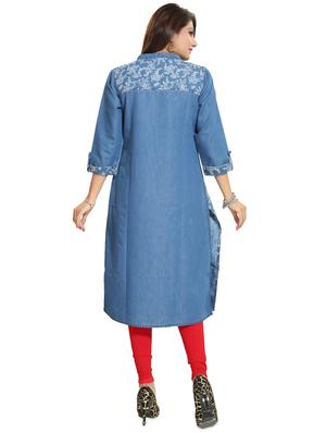 floral mirror work straight kurta - 17441343 - Standard Image - 3