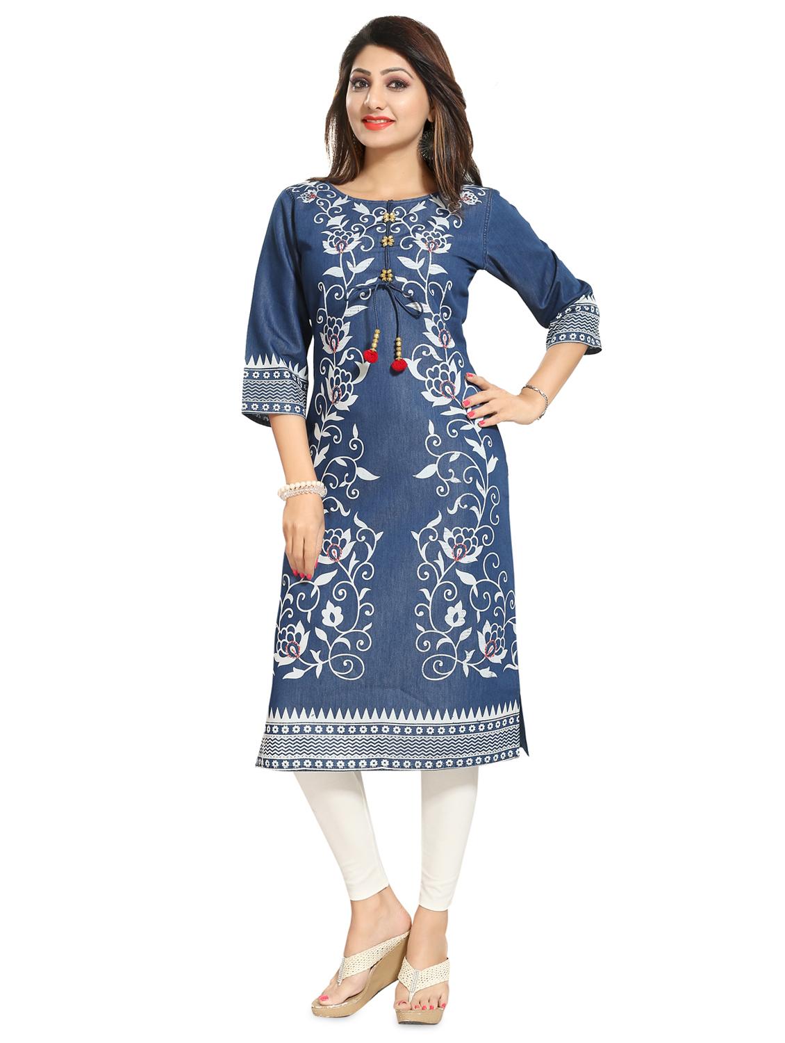 floral straight kurta - 17441345 - Zoom Image - 1