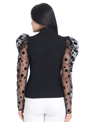 mutton sleeved polka dot top - 17441524 - Standard Image - 3