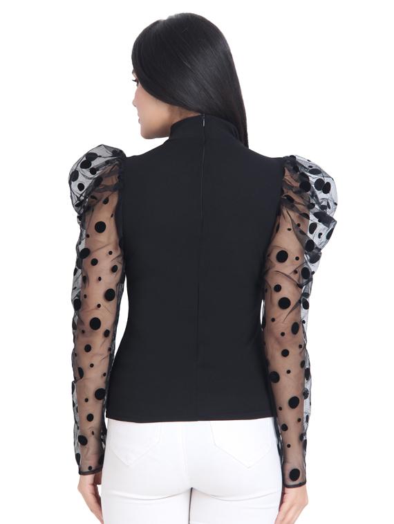 mutton sleeved polka dot top - 17441524 - Zoom Image - 3