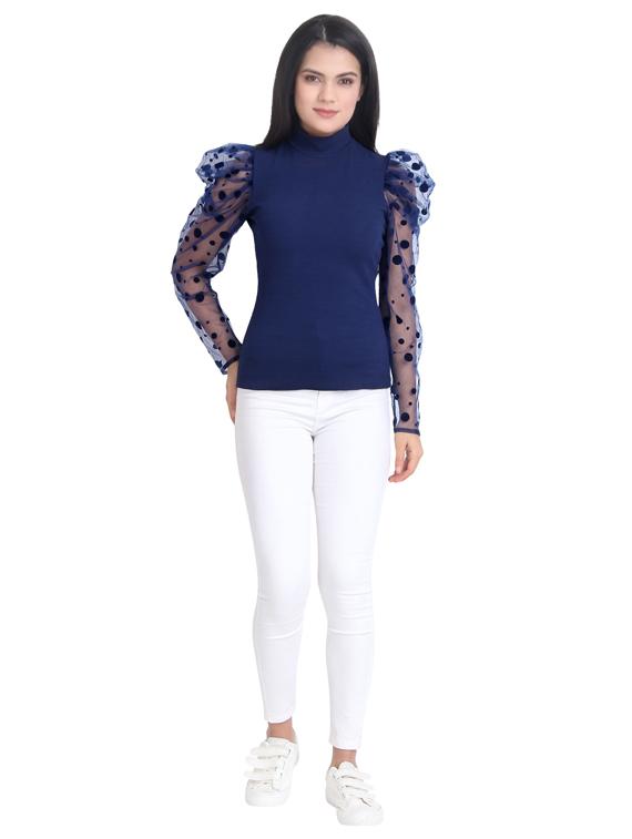 puff sleeves solid top - 17441525 - Zoom Image - 4