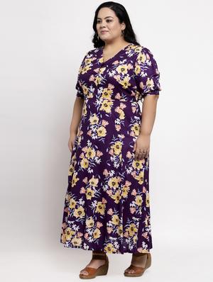 v-neck floral a-line dress - 17441573 - Standard Image - 2