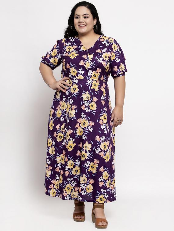 v-neck floral a-line dress - 17441573 - Zoom Image - 1