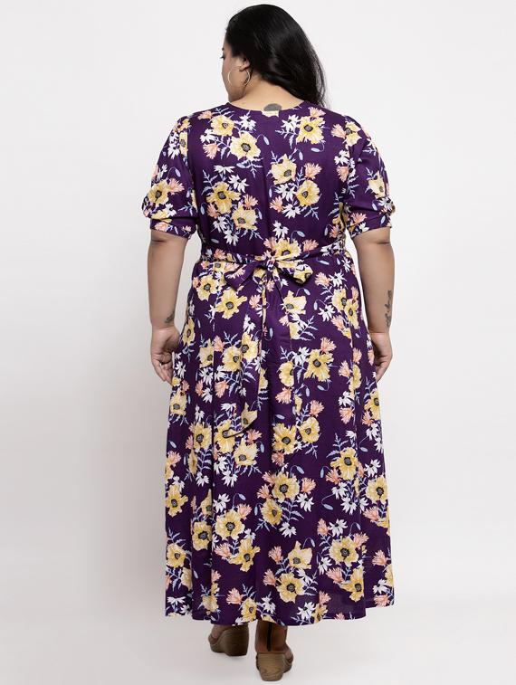 v-neck floral a-line dress - 17441573 - Zoom Image - 3