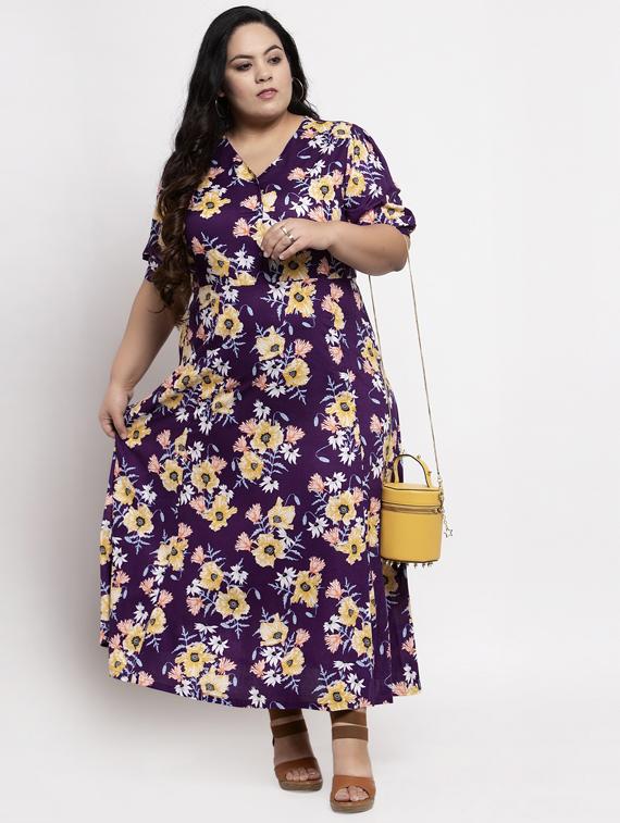 v-neck floral a-line dress - 17441573 - Zoom Image - 4