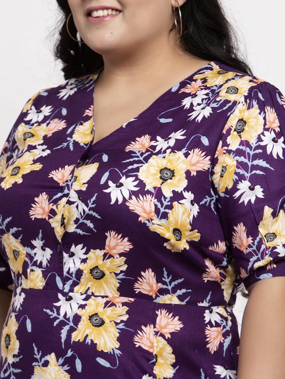 v-neck floral a-line dress - 17441573 - Zoom Image - 5