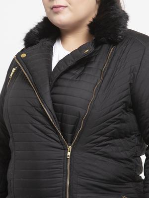 fur collar quilted jacket - 17441692 - Standard Image - 5