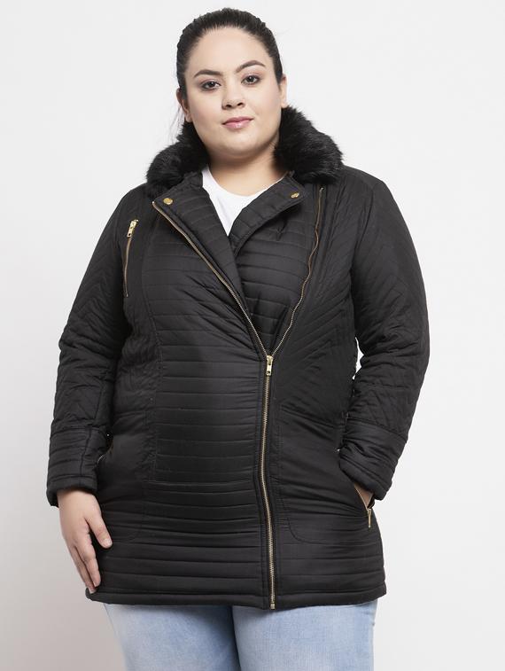 fur collar quilted jacket - 17441692 - Zoom Image - 1