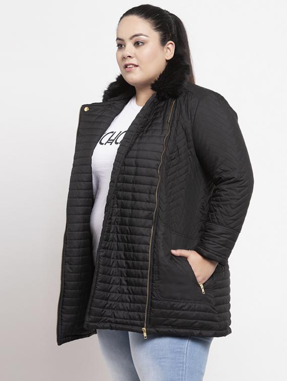 fur collar quilted jacket - 17441692 - Zoom Image - 2