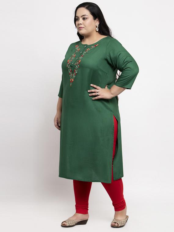 embroidered straight kurta - 17441731 - Zoom Image - 2