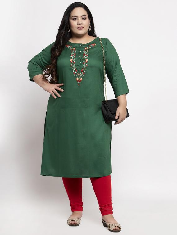 embroidered straight kurta - 17441731 - Zoom Image - 4