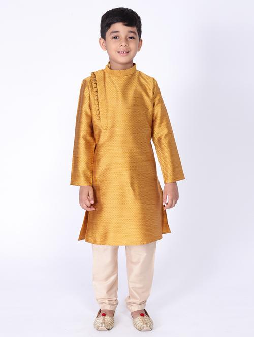 yellow silk kurta set - 17442061 - Standard Image - 1