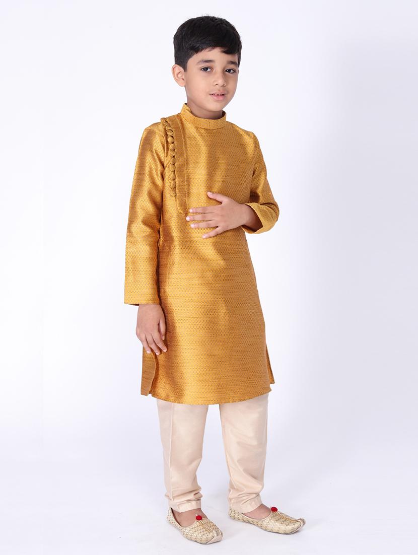 yellow silk kurta set - 17442061 - Zoom Image - 2
