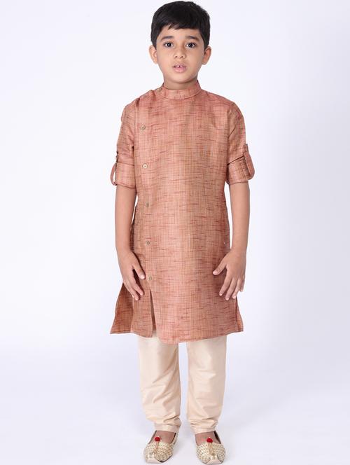 red silk kurta set - 17442070 - Standard Image - 1