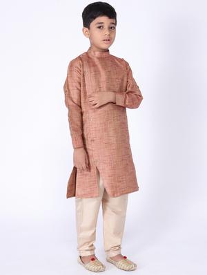 red silk kurta set - 17442070 - Standard Image - 2