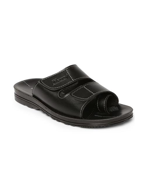 black synthetic & mesh slip on flip flops - 17442209 - Standard Image - 1