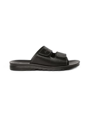 black synthetic & mesh slip on flip flops - 17442209 - Standard Image - 2