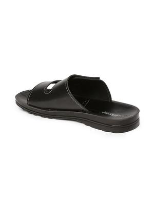 black synthetic & mesh slip on flip flops - 17442209 - Standard Image - 3