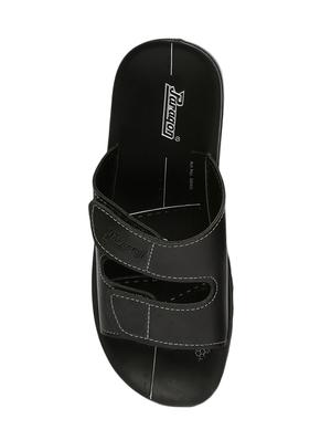 black synthetic & mesh slip on flip flops - 17442209 - Standard Image - 4