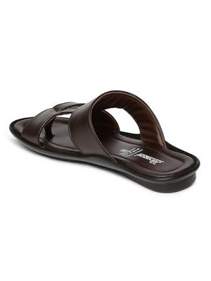 brown synthetic & mesh slip on flip flops - 17442266 - Standard Image - 2