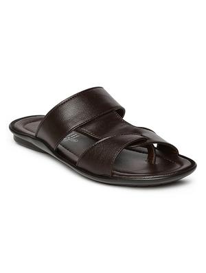 brown synthetic & mesh slip on flip flops - 17442266 - Standard Image - 3