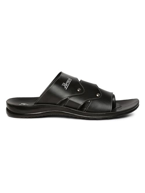 black synthetic & mesh slip on flip flops - 17442267 - Standard Image - 1