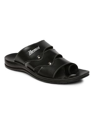 black synthetic & mesh slip on flip flops - 17442267 - Standard Image - 2