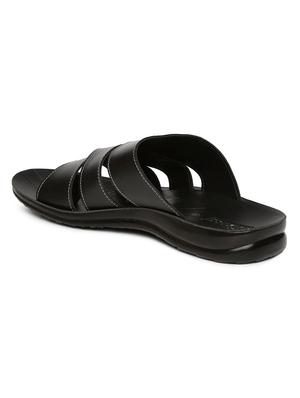 black synthetic & mesh slip on flip flops - 17442267 - Standard Image - 3