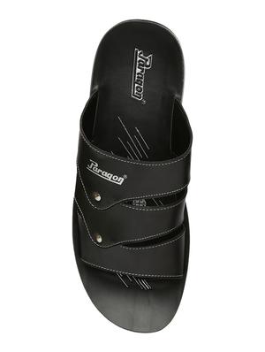 black synthetic & mesh slip on flip flops - 17442267 - Standard Image - 4