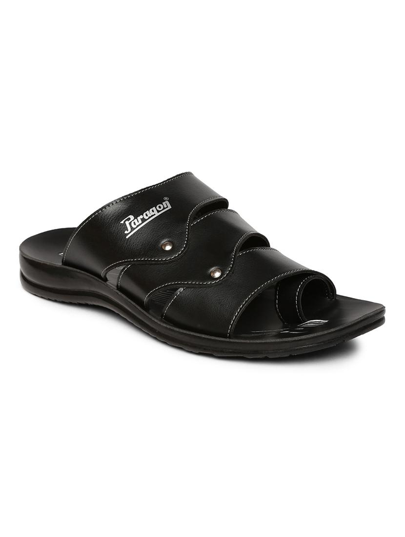 black synthetic & mesh slip on flip flops - 17442267 - Zoom Image - 2