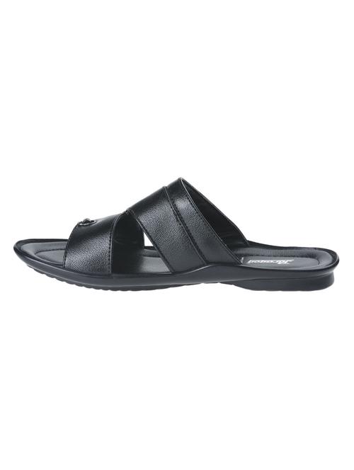 black synthetic & mesh slip on flip flops - 17442274 - Standard Image - 1