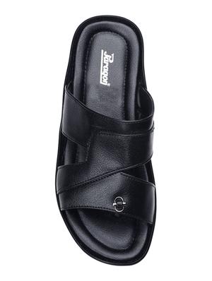 black synthetic & mesh slip on flip flops - 17442274 - Standard Image - 4