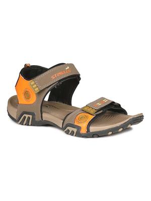 brown leatherette back strap floaters - 17442333 - Standard Image - 2