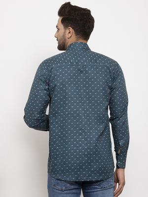 blue printed casual shirt - 17442578 - Standard Image - 3