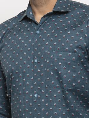 blue printed casual shirt - 17442578 - Standard Image - 5