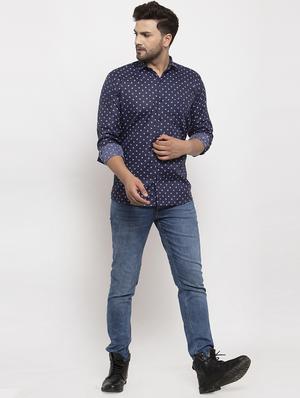 blue printed casual shirt - 17442583 - Standard Image - 4