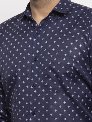 blue printed casual shirt - 17442583 - Standard Image - 5