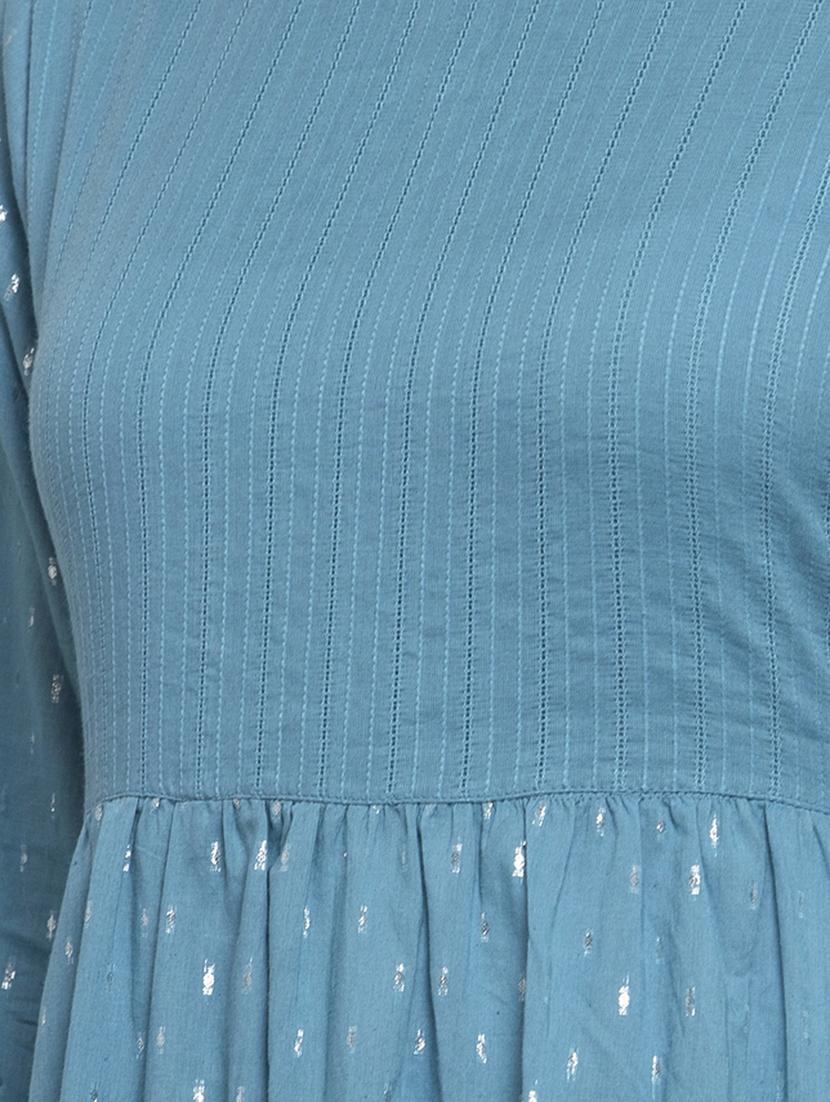 solid tiered flared kurta - 17443103 - Zoom Image - 4