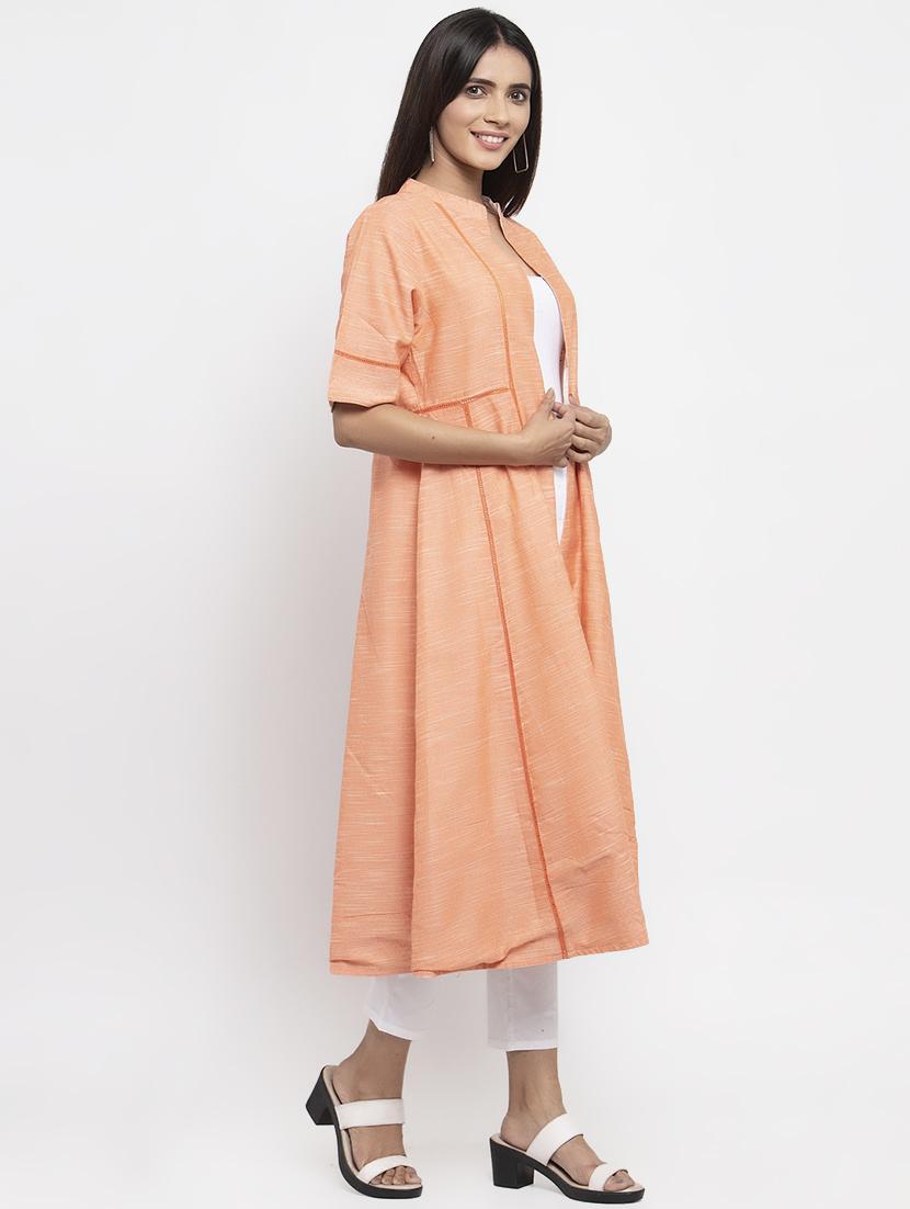 lace detailed solid a-line kurta - 17443109 - Zoom Image - 2