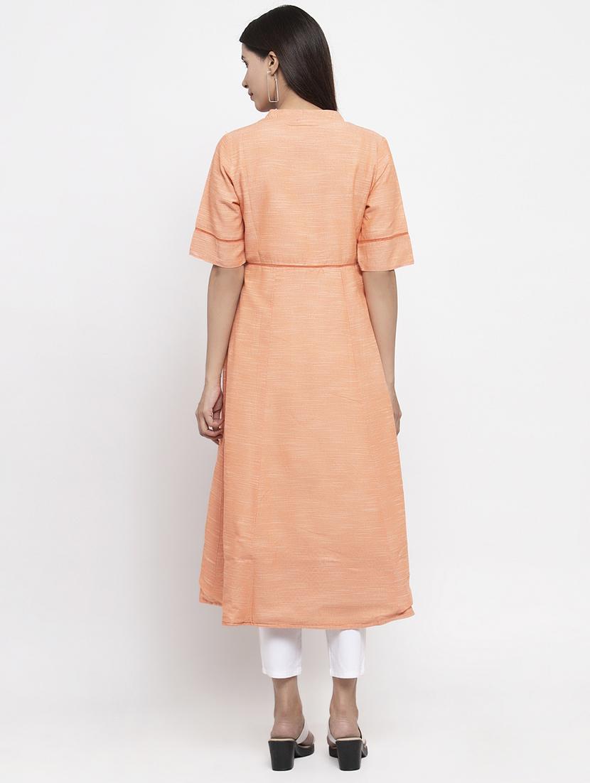 lace detailed solid a-line kurta - 17443109 - Zoom Image - 3